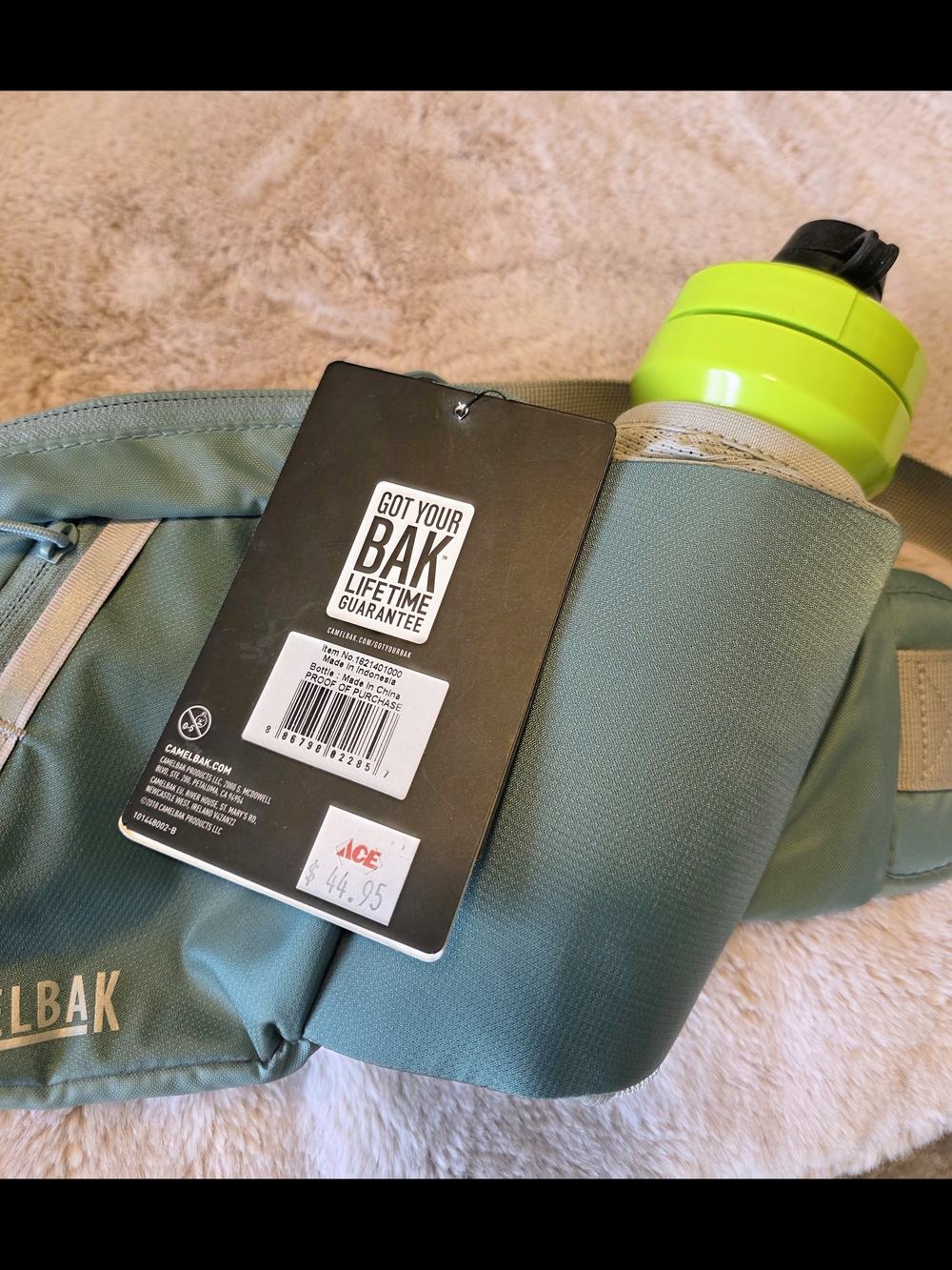 CamelBak Sage Green Men’s Waist Pack with Lime Bottle